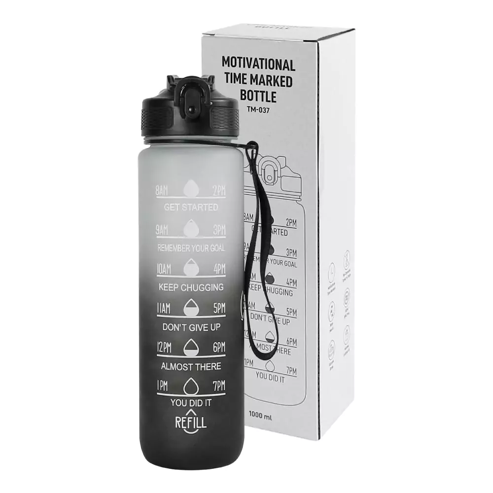 Motivational Time Marked Water Bottles 1000ml - Design & Printing Company Product from Digital Canvas