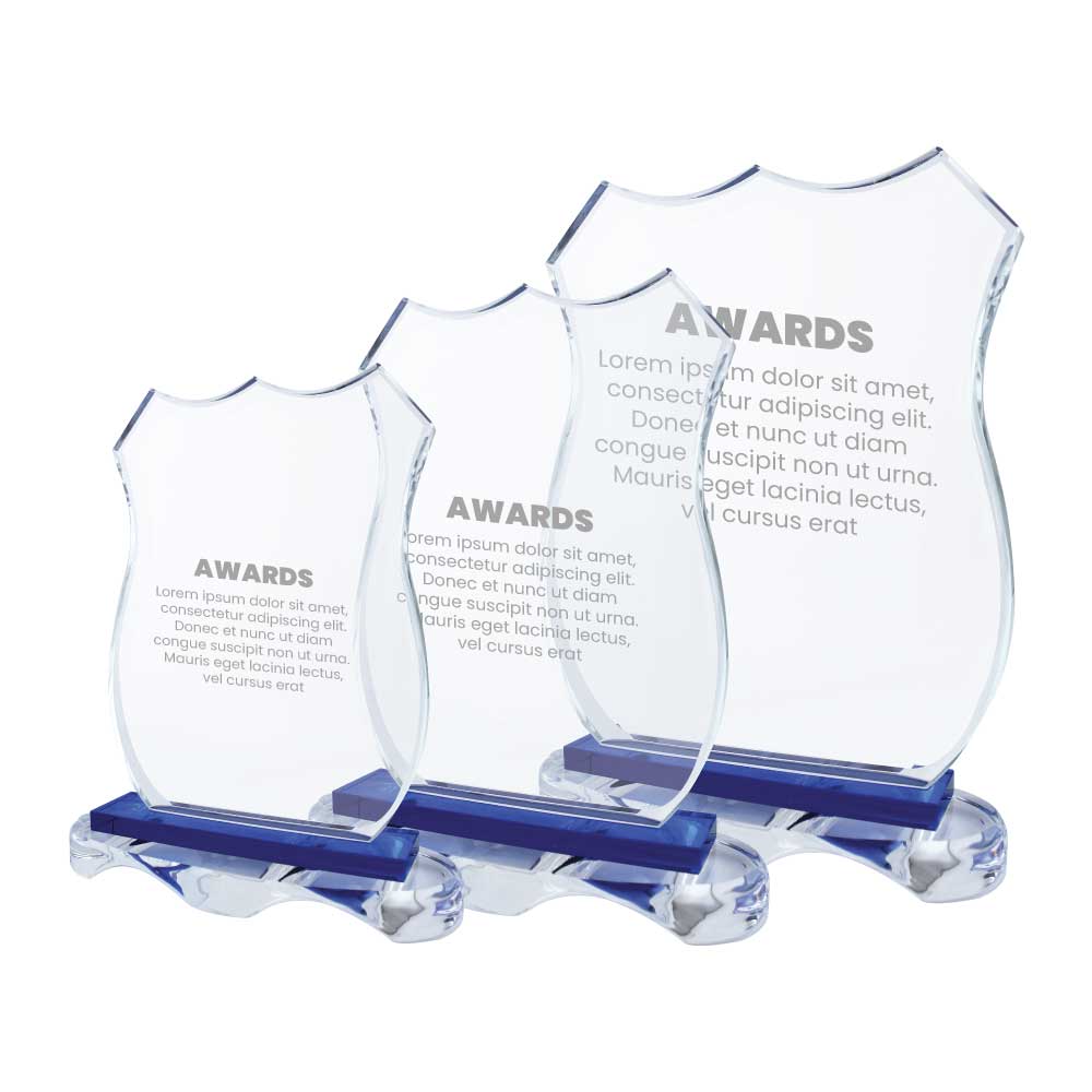 Crystal Awards with Blue Base and Box - Design & Printing Company Product from Digital Canvas