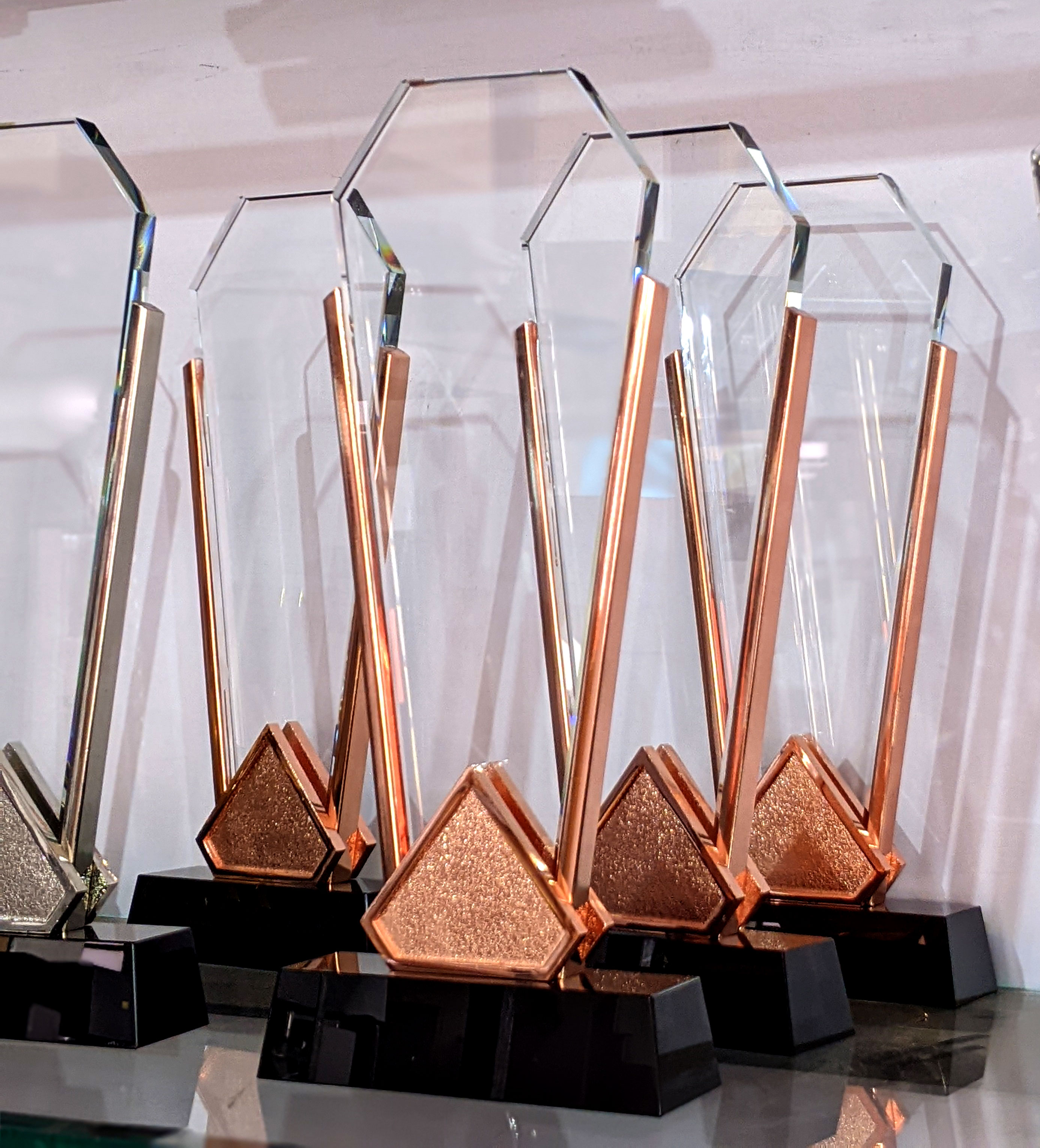 Tower Shaped Crystal Awards, Clear & Red Design with Box - Design & Printing Company Product from Digital Canvas