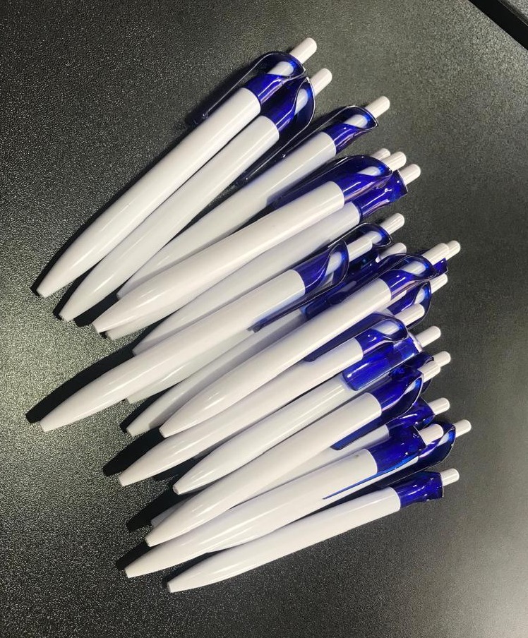 White & Blue Curved Click Pens - Promotional Product from Digital Canvas Design & Printing Company